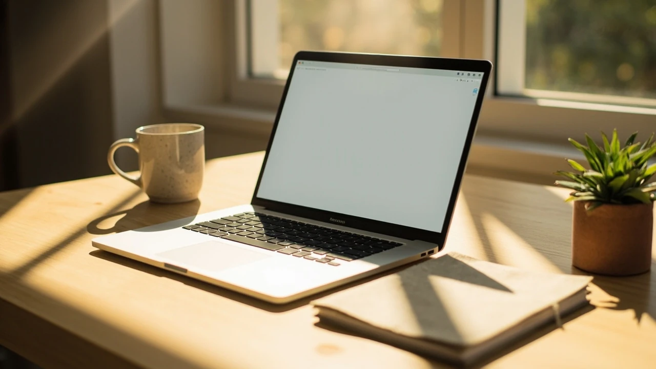 A laptop screen showing how to block websites on Chrome in a focused work setting